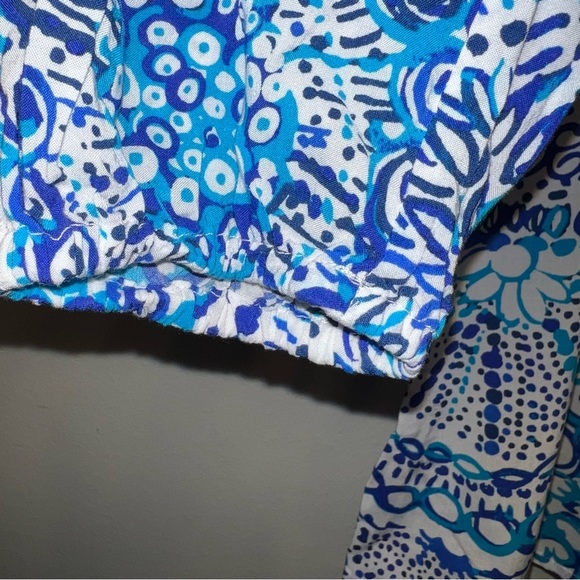 Lilly Pulitzer Willa Blouse Top Womens White Blue Long Sleeve Sea Shells Rayon S - Picture 5 of 7